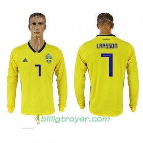 Billige Fotballdrakter Sverige Larsson 7 VM 2018 Hjemmedraktsett Langermet